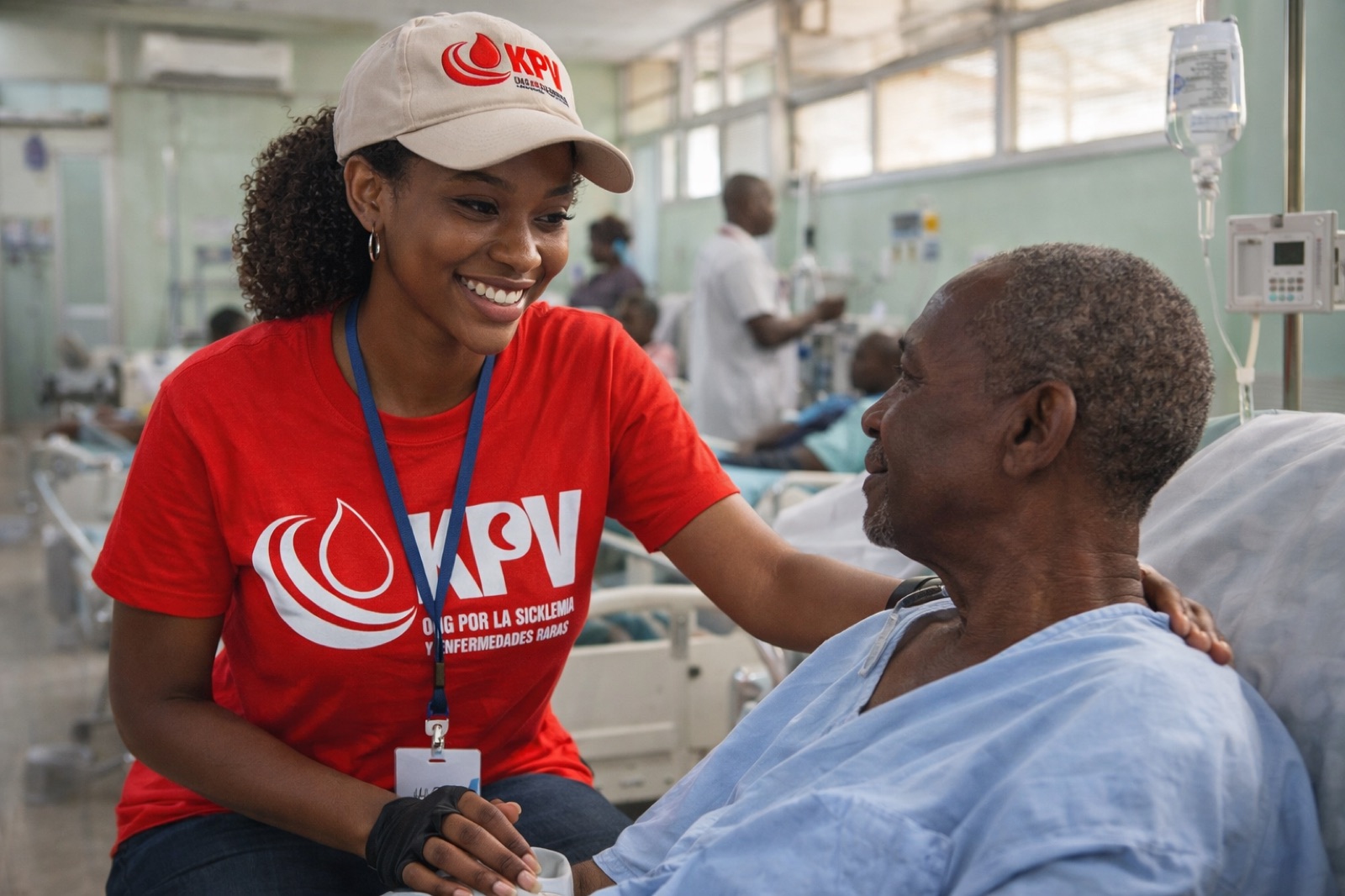 Voluntaria KPV acompañando a un paciente